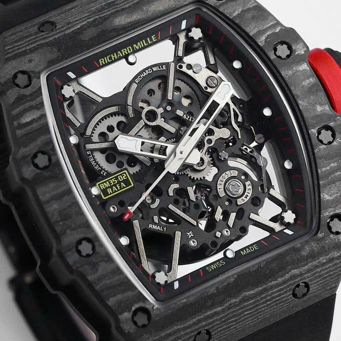 Super Clone Richard Mille RM 35-02 Richard Mille Rafael Nadal NTPT Carbon Full Black — movement / caseback view