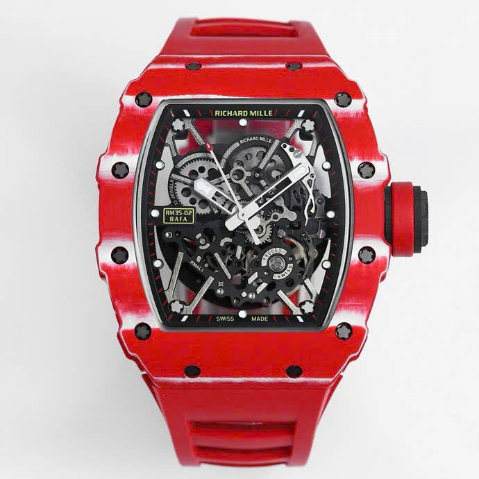 Super Clone Richard Mille RM 35-02 Richard Mille Rafael Nadal Red Carbon — dial close-up