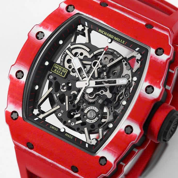 Super Clone Richard Mille RM 35-02 Richard Mille Rafael Nadal Red Carbon — movement / caseback view
