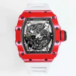 Super Clone Richard Mille RM 35-02 Richard Mille Rafael Nadal Red White Strap Carbon — dial close-up