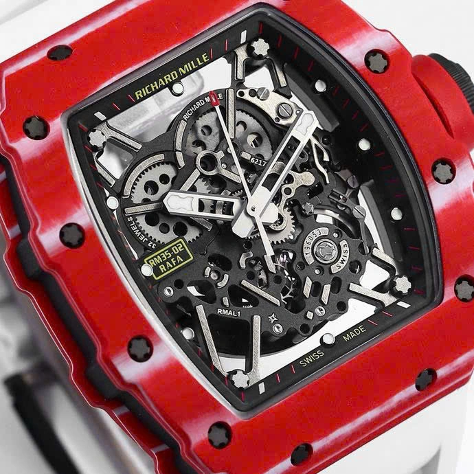 Super Clone Richard Mille RM 35-02 Richard Mille Rafael Nadal Red White Strap Carbon — side profile