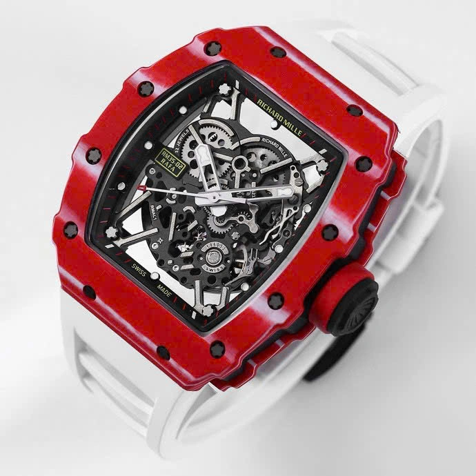 Super Clone Richard Mille RM 35-02 Richard Mille Rafael Nadal Red White Strap Carbon — clasp and links