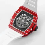 Super Clone Richard Mille RM 35-02 Richard Mille Rafael Nadal Red White Strap Carbon — on leather display