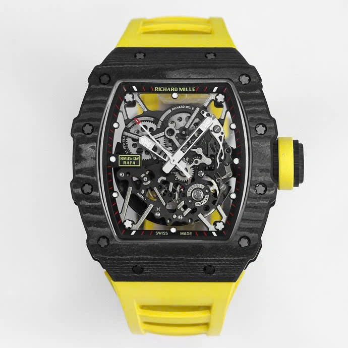 Super Clone Richard Mille RM 35-02 Richard Mille Rafael Nadal Yellow 44mm – — dial close-up