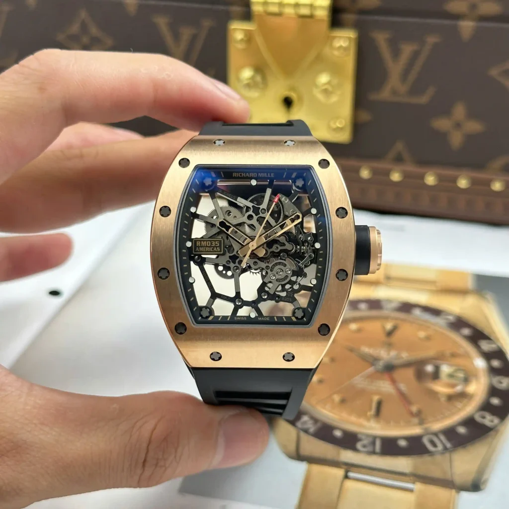 Super Clone Richard Mille RM 35 Richard Mille Americas Rose Gold Toro Limited Edition — case and bezel