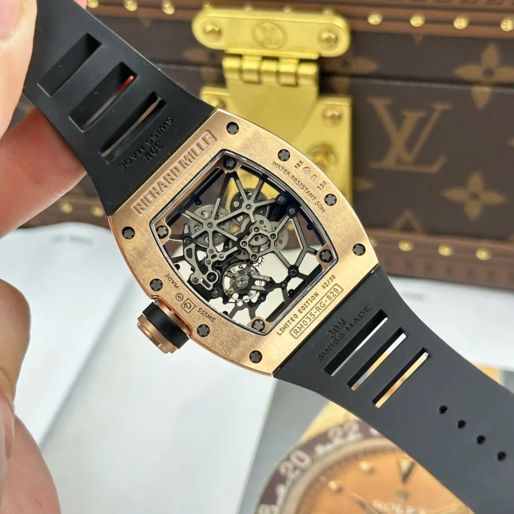 Super Clone Richard Mille RM 35 Richard Mille Americas Rose Gold Toro Limited Edition — movement / caseback view