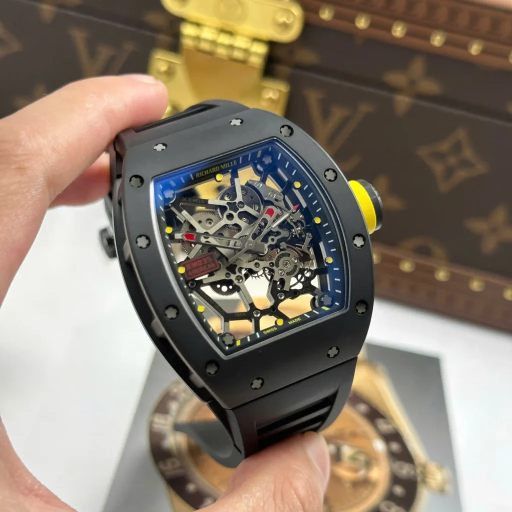 Super Clone Richard Mille RM 35 Richard Mille Americas Toro 42mm Black Ceramic – — case and bezel