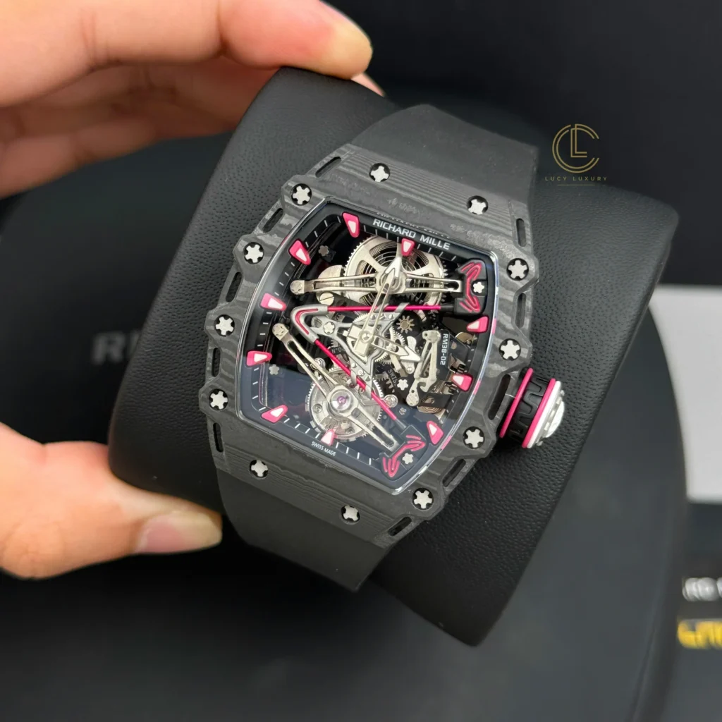 Super Clone Richard Mille RM 38-02 Richard Mille Bubba Watson Tourbillon 42mm Carbon — dial close-up