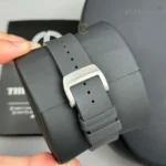 Super Clone Richard Mille 42mm Steel — on leather display