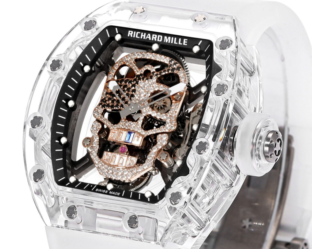 Super Clone Richard Mille RM 52-01 Transparent Skull Tourbillon Rubber Strap — case and bezel
