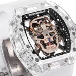 Super Clone Richard Mille RM 52-01 Transparent Skull Tourbillon Rubber Strap — side profile