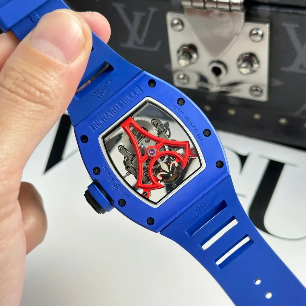 Super Clone Richard Mille Steel — movement / caseback view