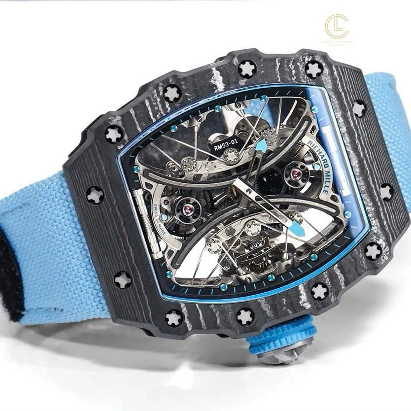 Super Clone Richard Mille RM 53-01 Richard Mille Pablo Mac Donough 42mm Carbon — dial close-up