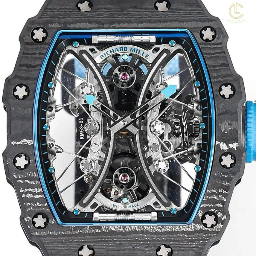 Super Clone Richard Mille RM 53-01 Richard Mille Pablo Mac Donough 42mm Carbon — clasp and links