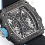 Super Clone Richard Mille RM 53-01 Richard Mille Pablo Mac Donough 42mm Carbon — on leather display