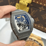 Super Clone Richard Mille RM 55 Richard Mille Bubba Watson Titanium Gray Carbon – — dial close-up