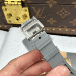 Super Clone Richard Mille RM 55 Richard Mille Bubba Watson Titanium Gray Carbon – — on leather display
