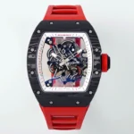 Super Clone Richard Mille RM 55 Richard Mille DARK-NTPT 42mm Carbon Tinh Chỉnh — dial close-up