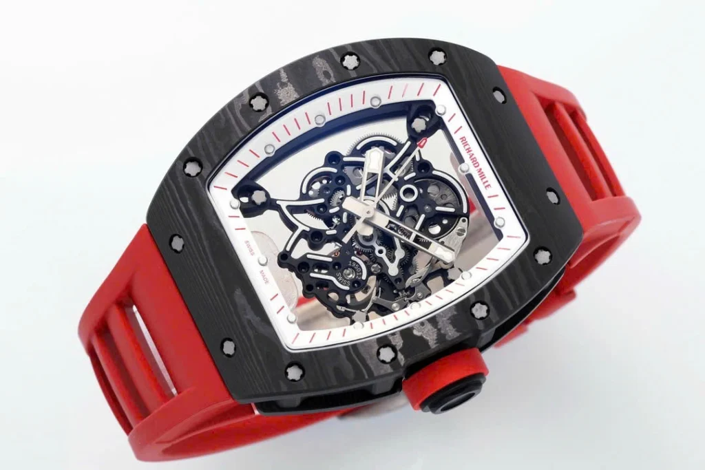 Super Clone Richard Mille RM 55 Richard Mille DARK-NTPT 42mm Carbon Tinh Chỉnh — movement / caseback view