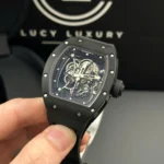 Super Clone Richard Mille RM 55 Richard Mille Manual Winding Bubba Watson 42mm Black — case and bezel