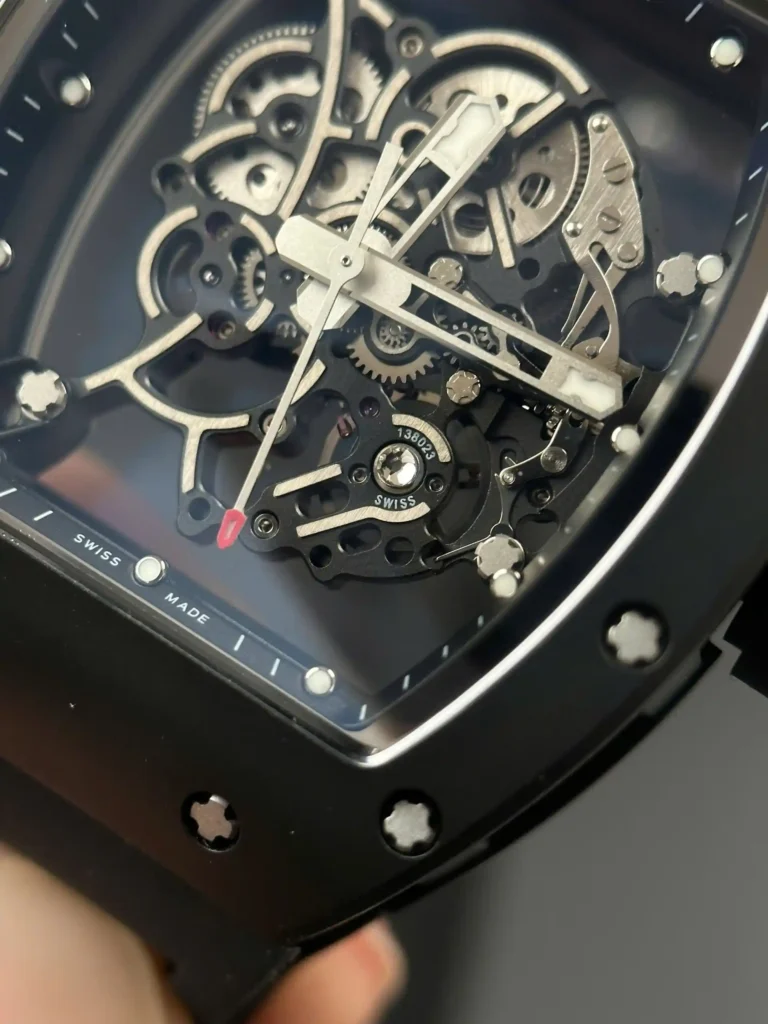 Super Clone Richard Mille RM 55 Richard Mille Manual Winding Bubba Watson 42mm Black — clasp and links