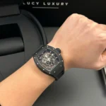 Super Clone Richard Mille RM 55 Richard Mille Manual Winding Bubba Watson 42mm Black — movement / caseback view