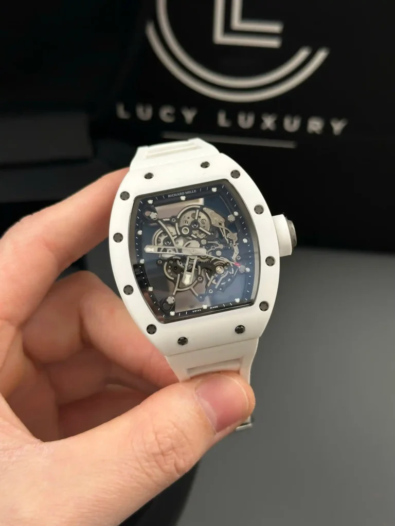 Super Clone Richard Mille RM 55 Richard Mille Manual Winding Bubba Watson 42mm White — case and bezel