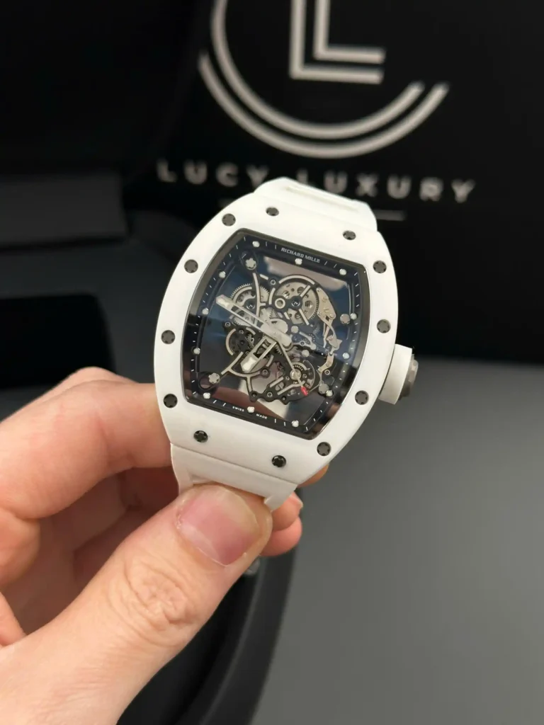 Super Clone Richard Mille RM 55 Richard Mille Manual Winding Bubba Watson 42mm White — bracelet detail