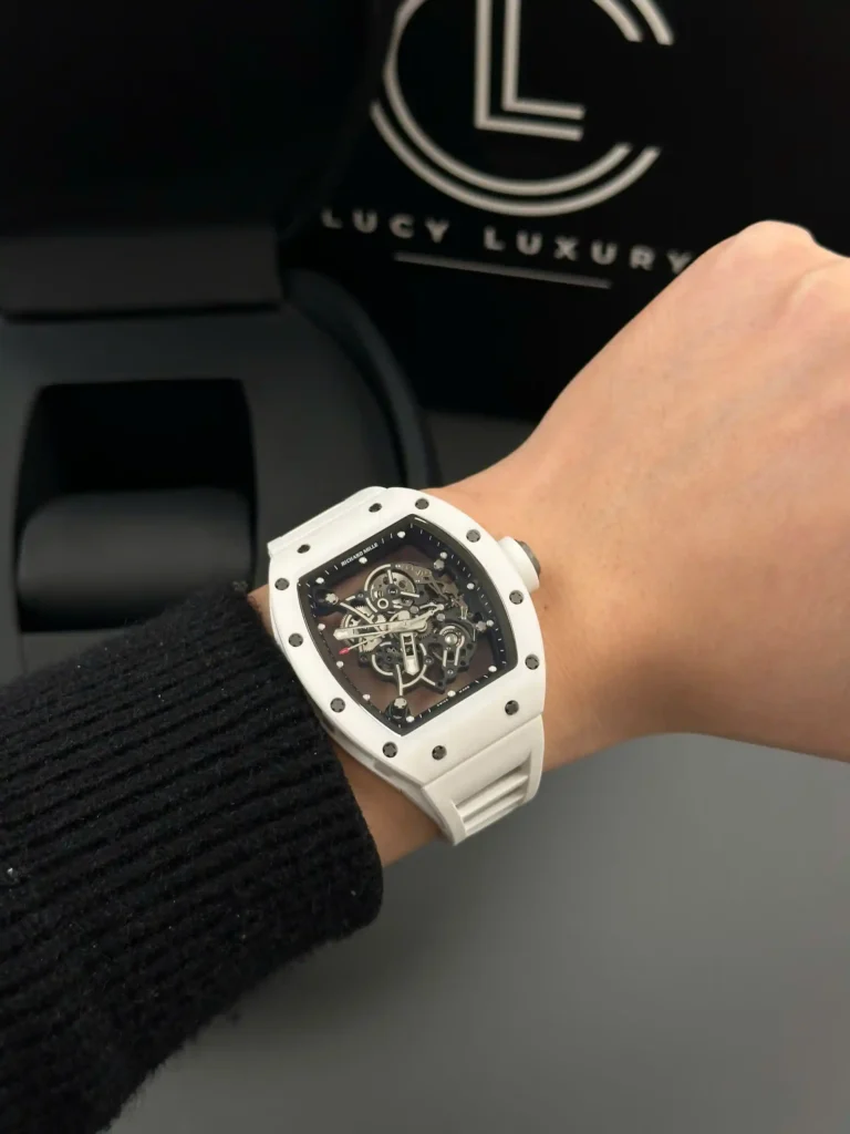 Super Clone Richard Mille RM 55 Richard Mille Manual Winding Bubba Watson 42mm White — side profile