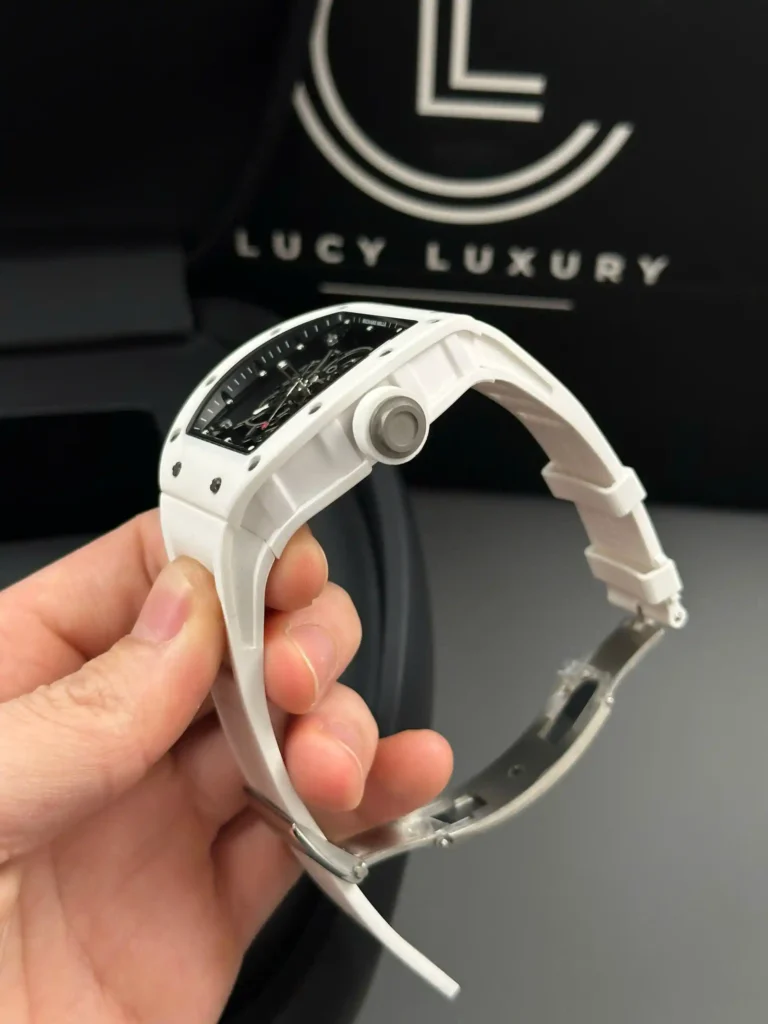 Super Clone Richard Mille RM 55 Richard Mille Manual Winding Bubba Watson 42mm White — clasp and links
