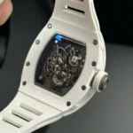 Super Clone Richard Mille RM 55 Richard Mille Manual Winding Bubba Watson 42mm White — on leather display