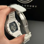 Super Clone Richard Mille RM 55 Richard Mille Manual Winding Bubba Watson 42mm White — movement / caseback view