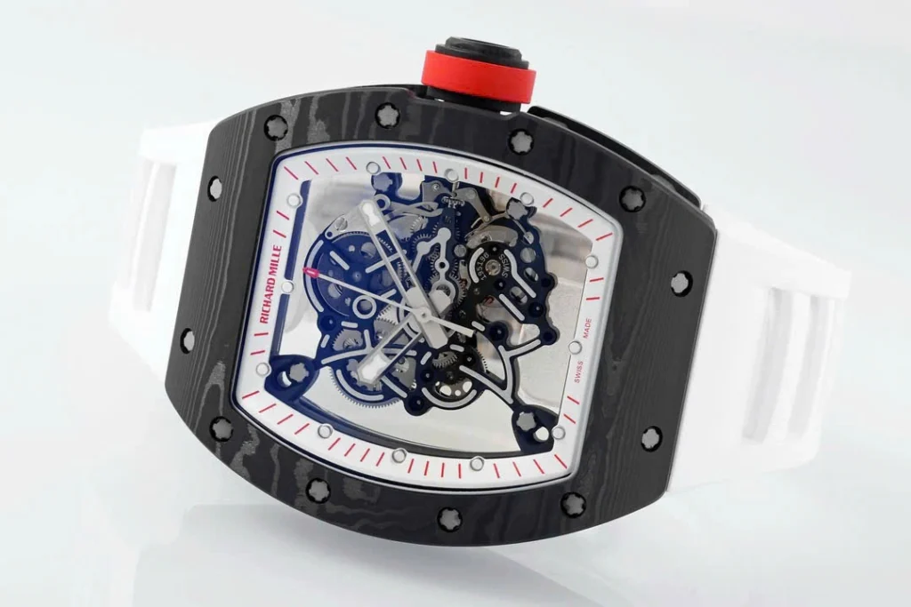 Super Clone Richard Mille RM 55 Richard Mille White 42mm Carbon Modify — clasp and links