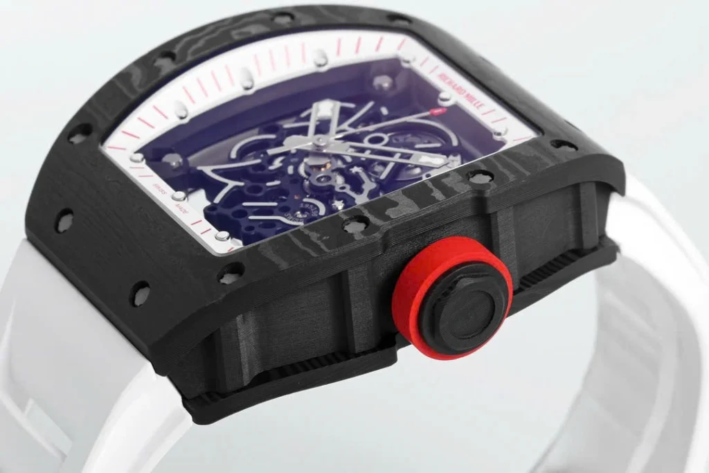 Super Clone Richard Mille RM 55 Richard Mille White 42mm Carbon Modify — movement / caseback view