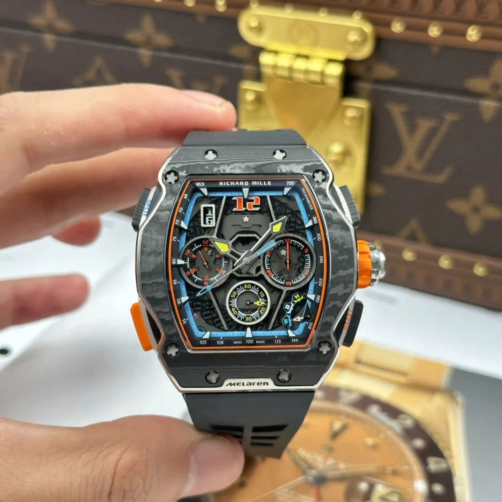 Super Clone Richard Mille RM 65-01 Richard Mille McLaren W1 Split-Seconds Chronograph McLaren W1 — dial close-up