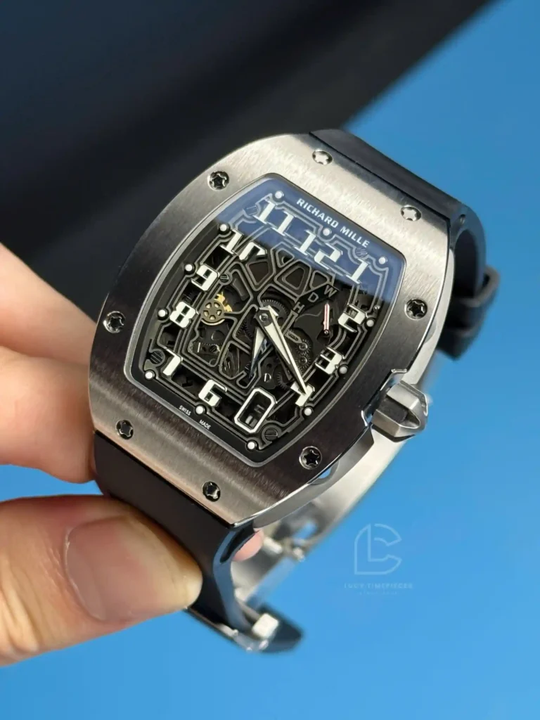 Super Clone Richard Mille Titanium — on leather display