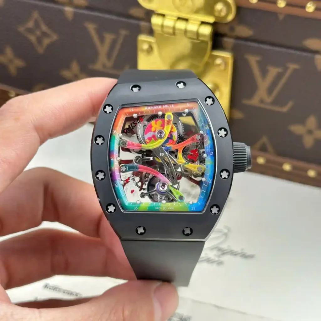 Super Clone Richard Mille RM 68-01 Richard Mille Tourbillon Cyril Kongo Ceramic Black – — dial close-up