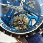 Super Clone Roger Dubuis Excalibur Double Tourbillon Cobalt RDDBEX1109 – — side profile
