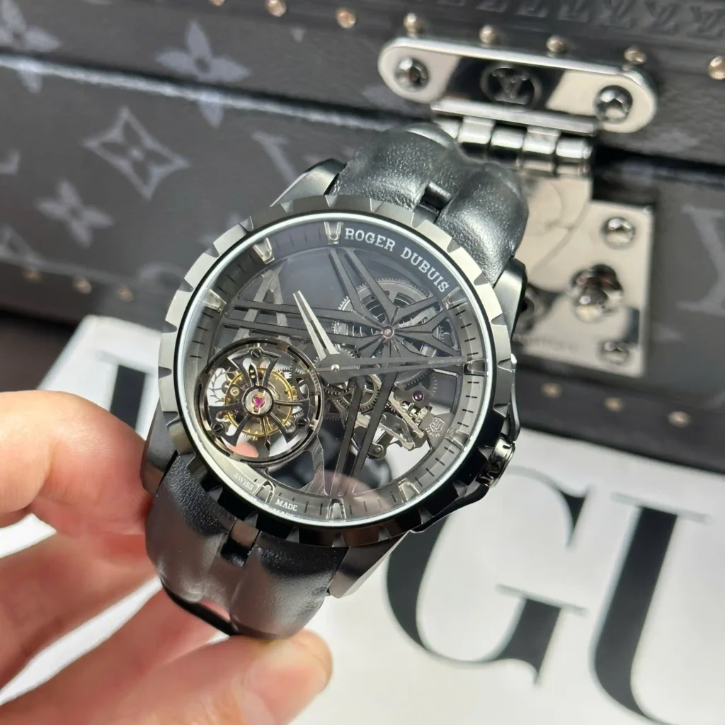 Super Clone Roger Dubuis Excalibur Grey Dlc Titanium RDDBEX0889 42mm – — case and bezel