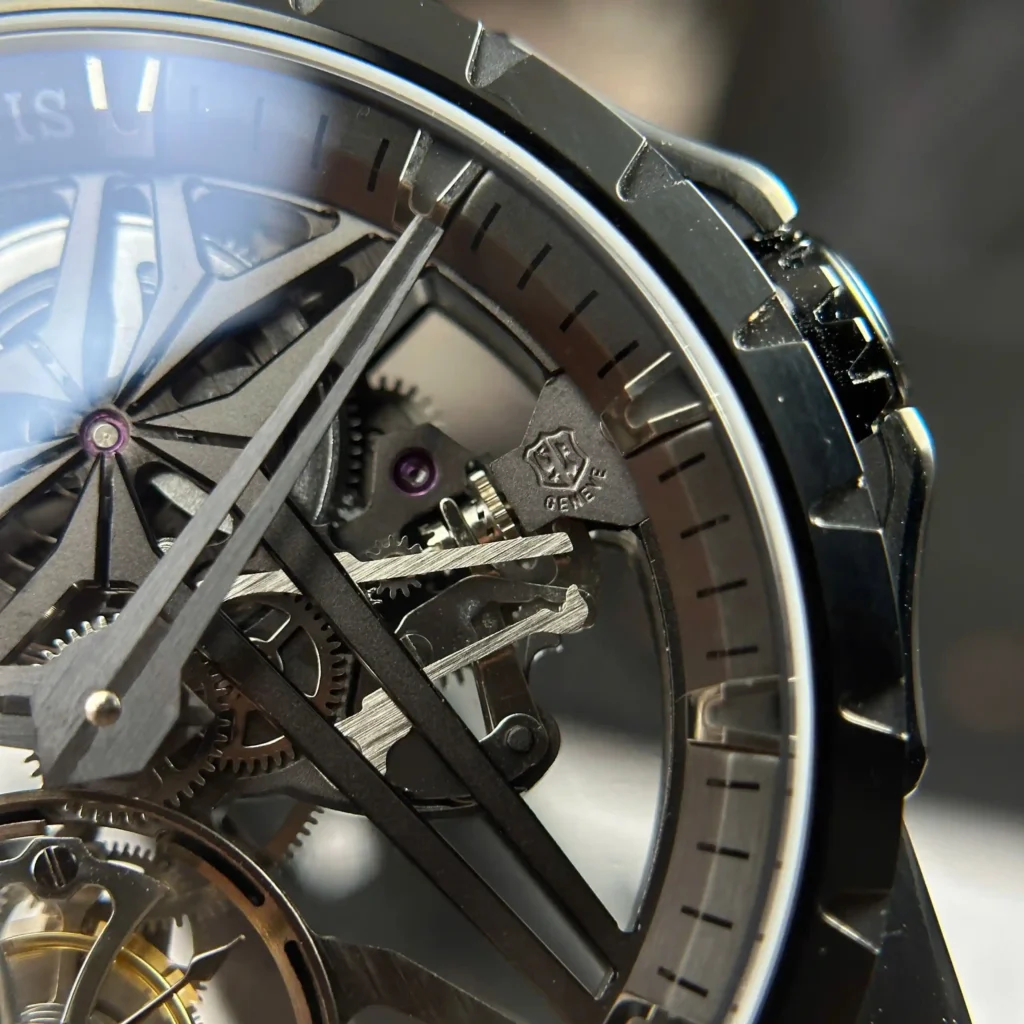 Super Clone Roger Dubuis Excalibur Grey Dlc Titanium RDDBEX0889 42mm – — clasp and links