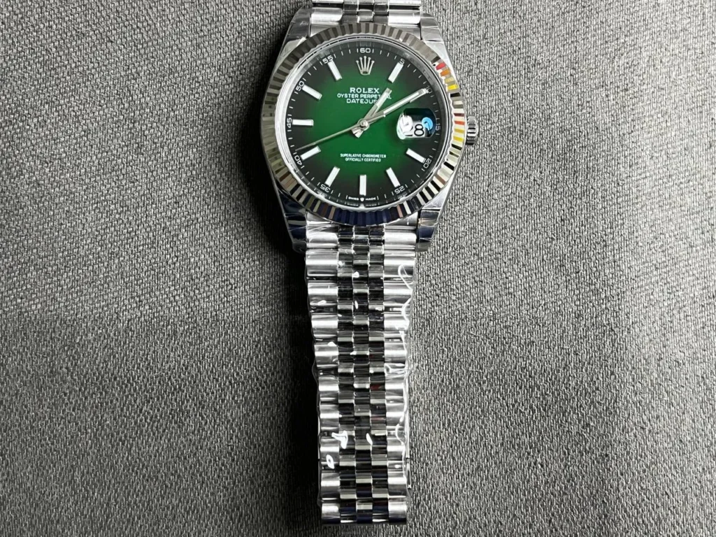 Super Clone Rolex Datejust 41 Green Ombré Dial (2026) Jubilee — dial close-up