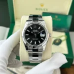 Super Clone Rolex Datejust Black Dial 126334-0017 41 mm — dial close-up