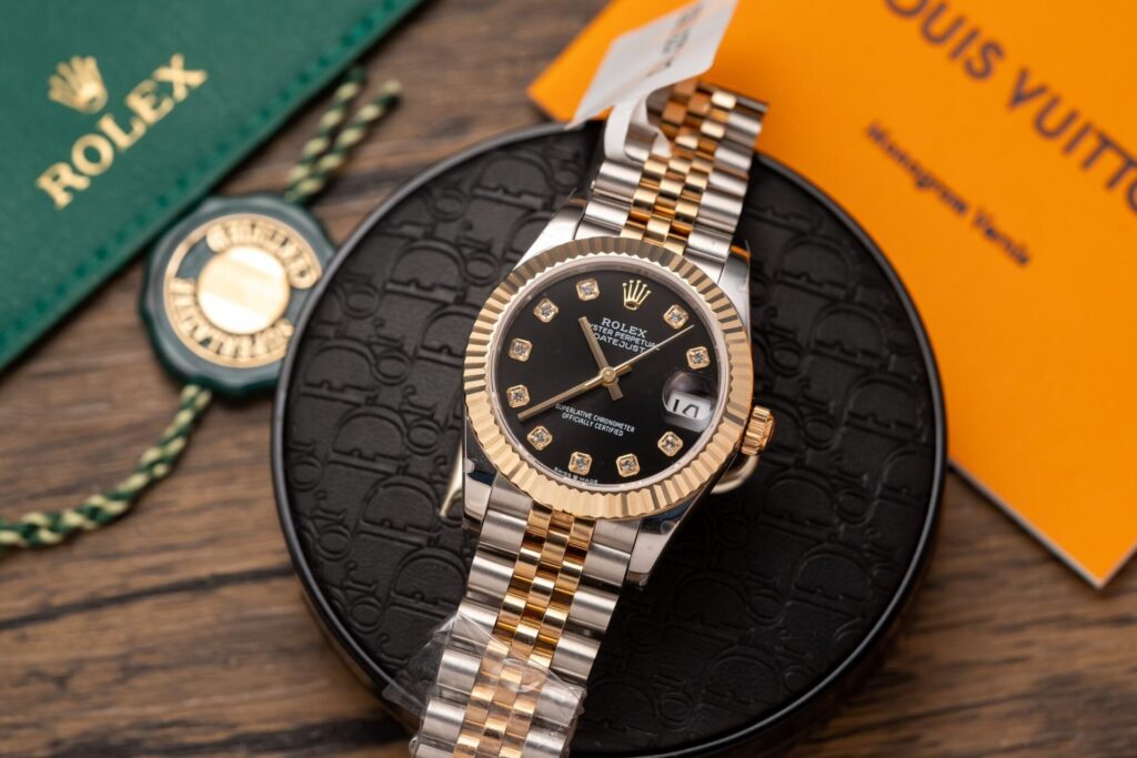 Super Clone Rolex Datejust Black Diamond Dial 126231-0019 36 mm — dial close-up