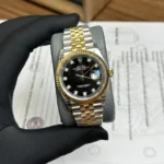 Super Clone Rolex Datejust Black Diamond Dial 126333-0006 41 mm — dial close-up