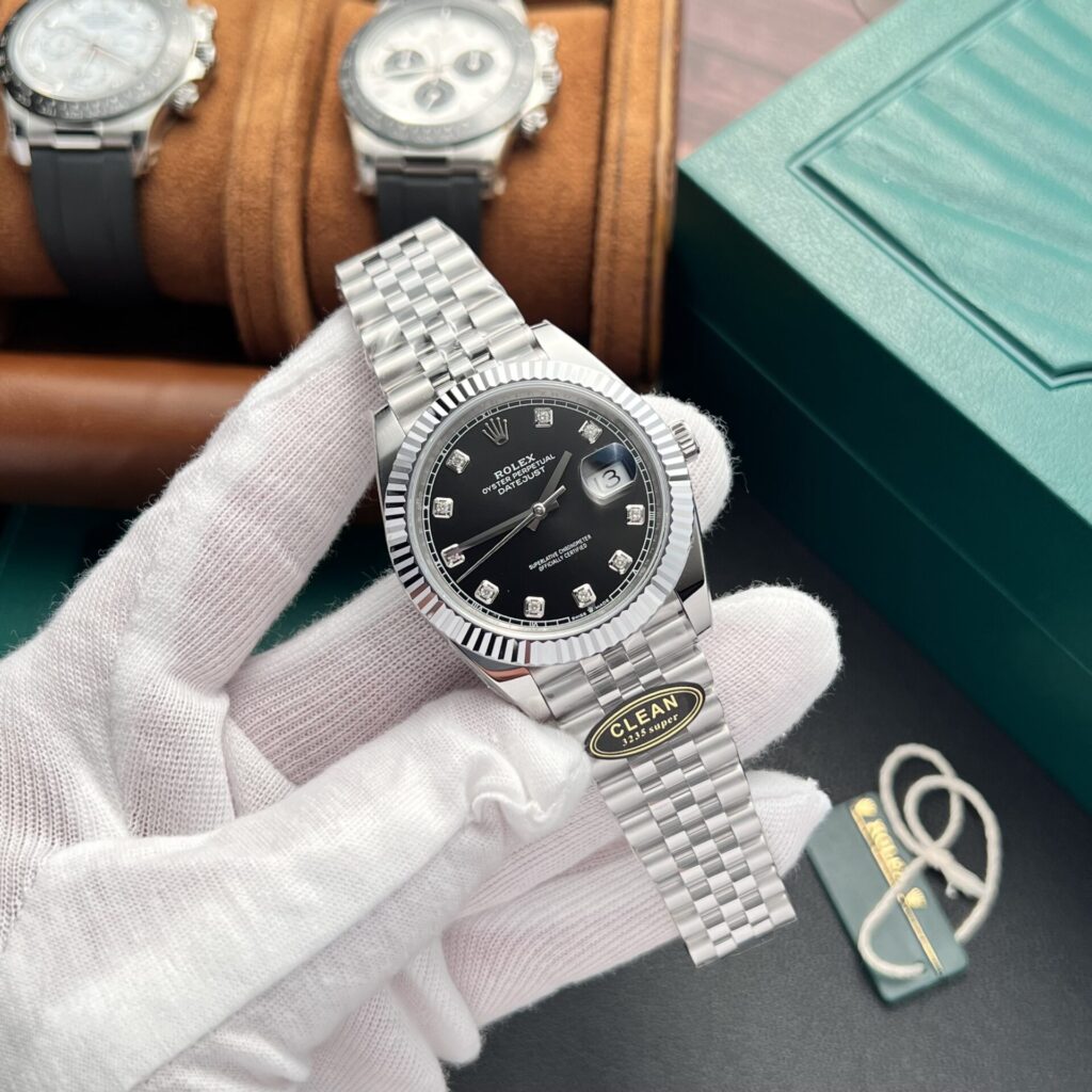 Super Clone Rolex Datejust Black Diamond Dial 126334-0012 41 mm — bracelet detail
