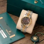 Super Clone Rolex Datejust Black Mother of Pearl Diamond Dial 278273-0024 31 mm — dial close-up