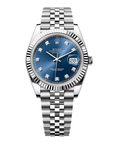 Super Clone Rolex Datejust Bright Blue Diamond Dial 126334-0016 41 mm