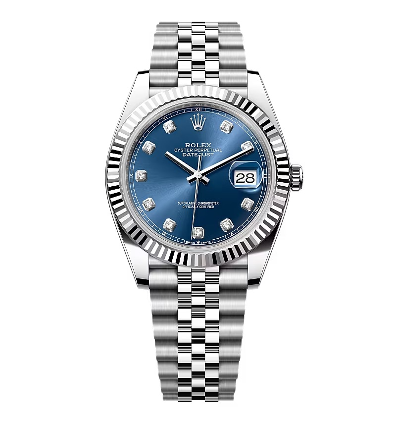 Super Clone Rolex Datejust Bright Blue Diamond Dial 126334-0016 41 mm
