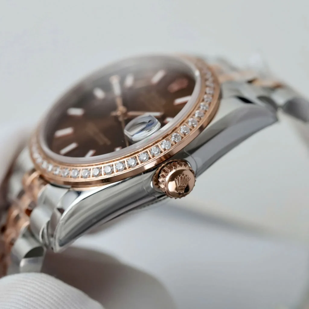 Super Clone Rolex Datejust Chocolate Dial 126281RBR Jubilee 36 mm — case and bezel