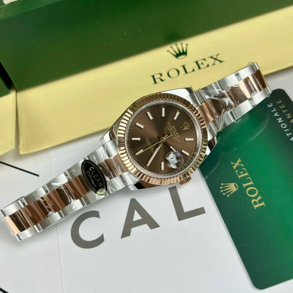 Super Clone Rolex Datejust Chocolate Dial 126331 Oyster 41 mm — dial close-up